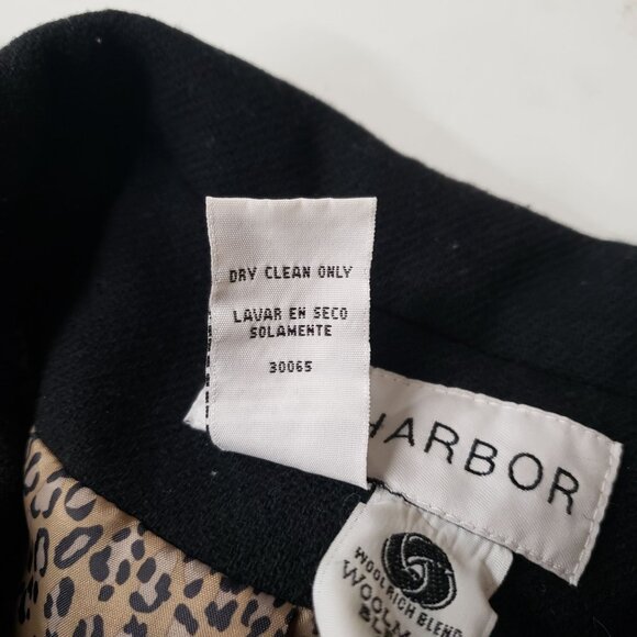 Vintage Sag Harbor Black Wool Button Up Blazer Jacket Size 16 90s Leopard Print - Picture 6 of 6